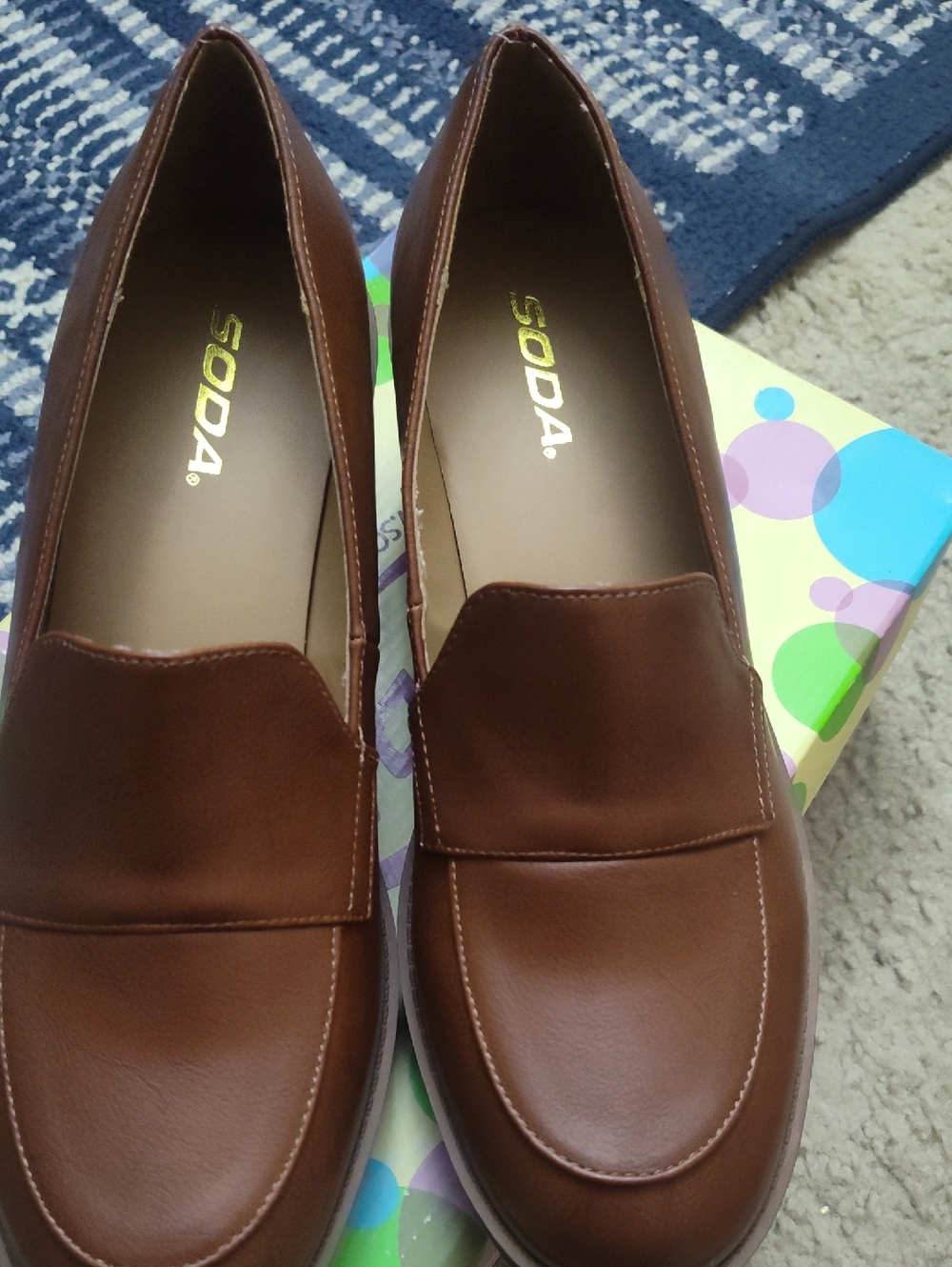 SODA Women's Chestnut Brown Slip-On Loafers.Brand New In Box.